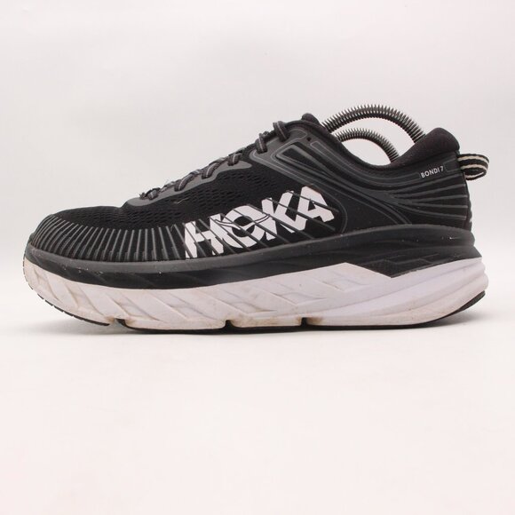 Hoka One One Bondi 7 Women's Size 9.5 Running  Sneakers Black White 1110519 BWHT - Picture 4 of 10